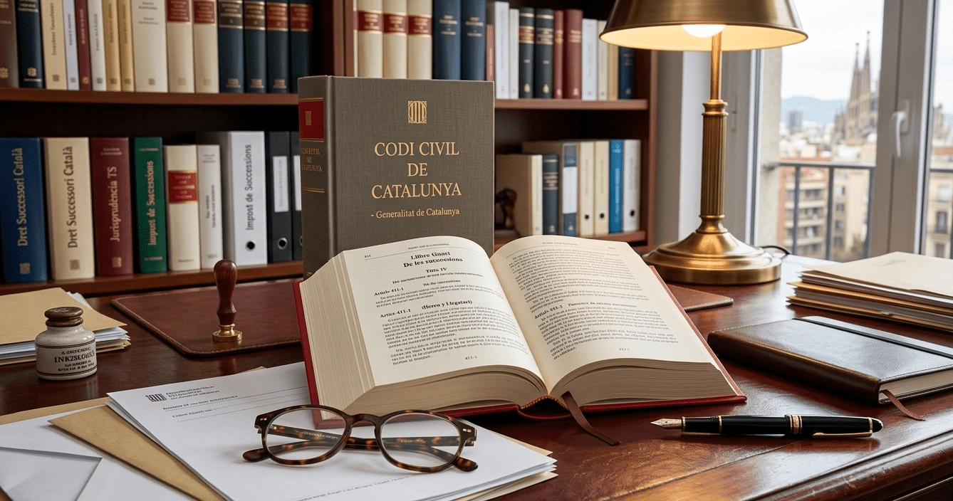 Código Civil de Catalunya y documentos legales sobre gestión de herencias y sucesiones